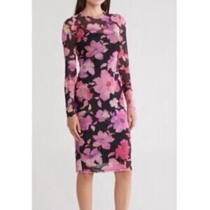 NWOT AFRM Turtleneck Long Sleeve Mesh Dress in Pink SZ S